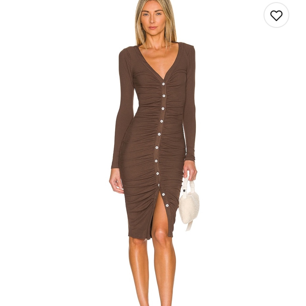 REVOLVE Super Down Grace Button front Dress in Brown